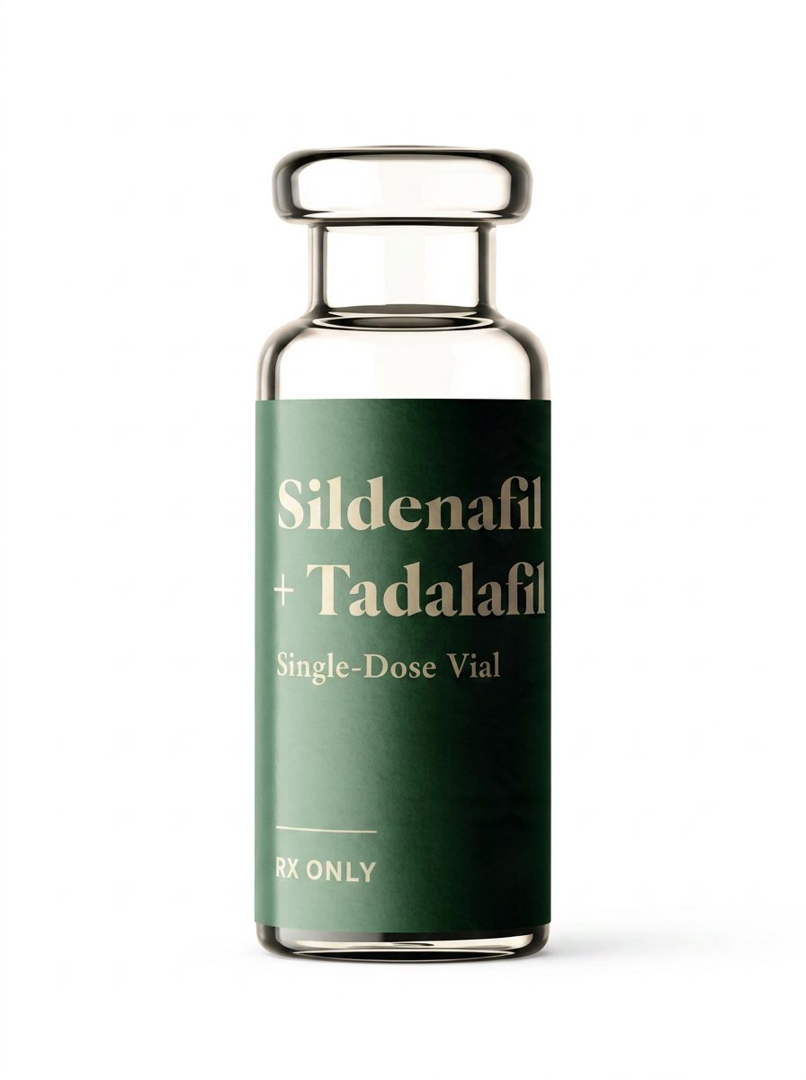Sildenafil + Tadalafil — 10 single-dose vials — unbranded product render